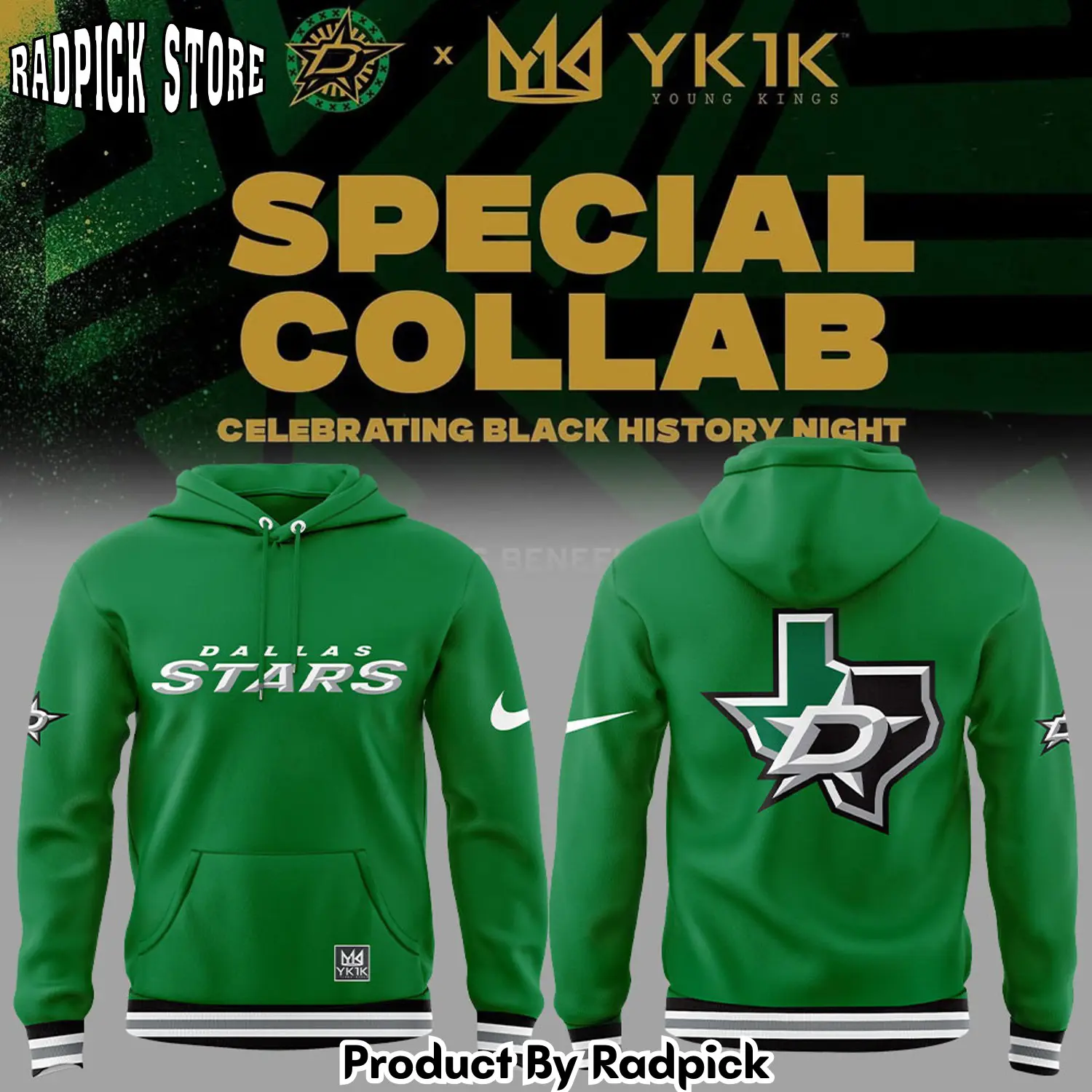 Dallas stars history night green v1 hoodie joggers hoodie and long pants set rp291785